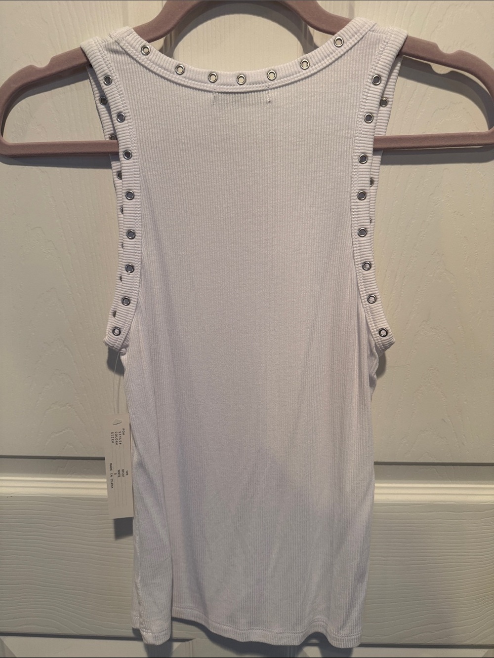 Sweet Romeo White Ribbed Tank with Silver Studs - Picture 6 of 7